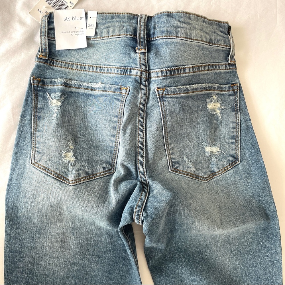 NWT STS Blue Jeans Womens Size 26 Caroline High Rise Raw Edge Denim Straight Leg - Picture 8 of 13